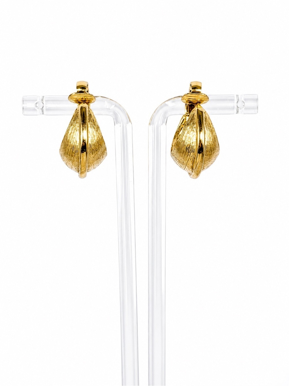 Beautiful Vintage Brushed Gold tone Vintage Clip-On Earrings Excellent Quality!